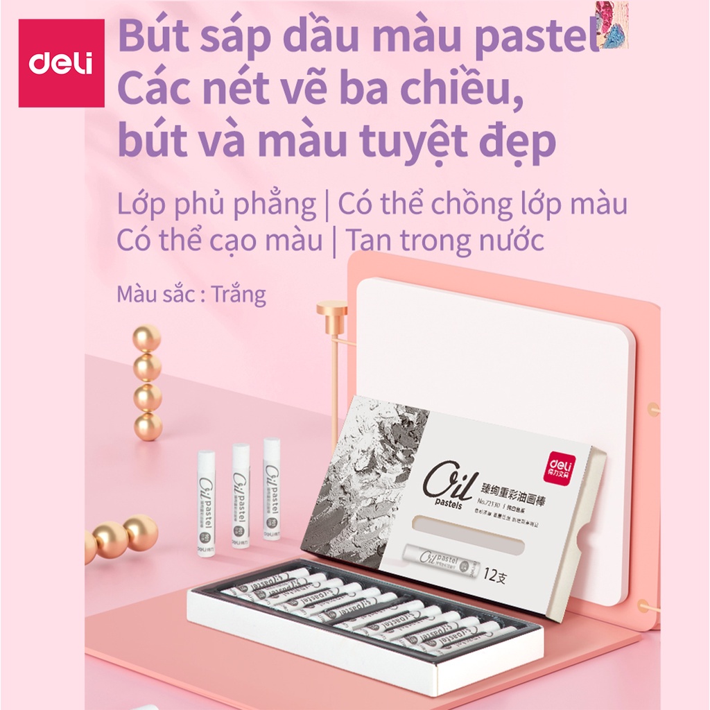 Bút sáp dầu màu trắng Deli - 72130