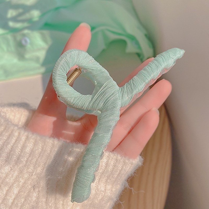 Kẹp tóc càng cua Vòng xoắn dây vải màu pastel nhẹ nhàng - dài 11cm Phong cách Hàn Quốc