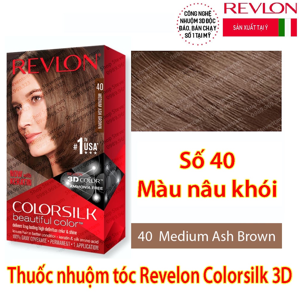 Thuốc nhuộm tóc Revlon Colorsilk số 40 (Medium Ash Brown)