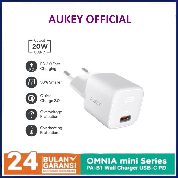 Bộ Sạc Aukey Pa-b1 Omni Mini Series Usb-c Pd 3.0 Pab1