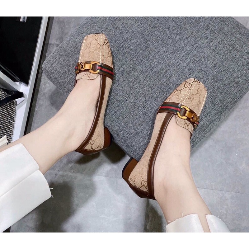 Giày GUCCI mũi vuông gót vuông hàng super fullbox bill túi giấy