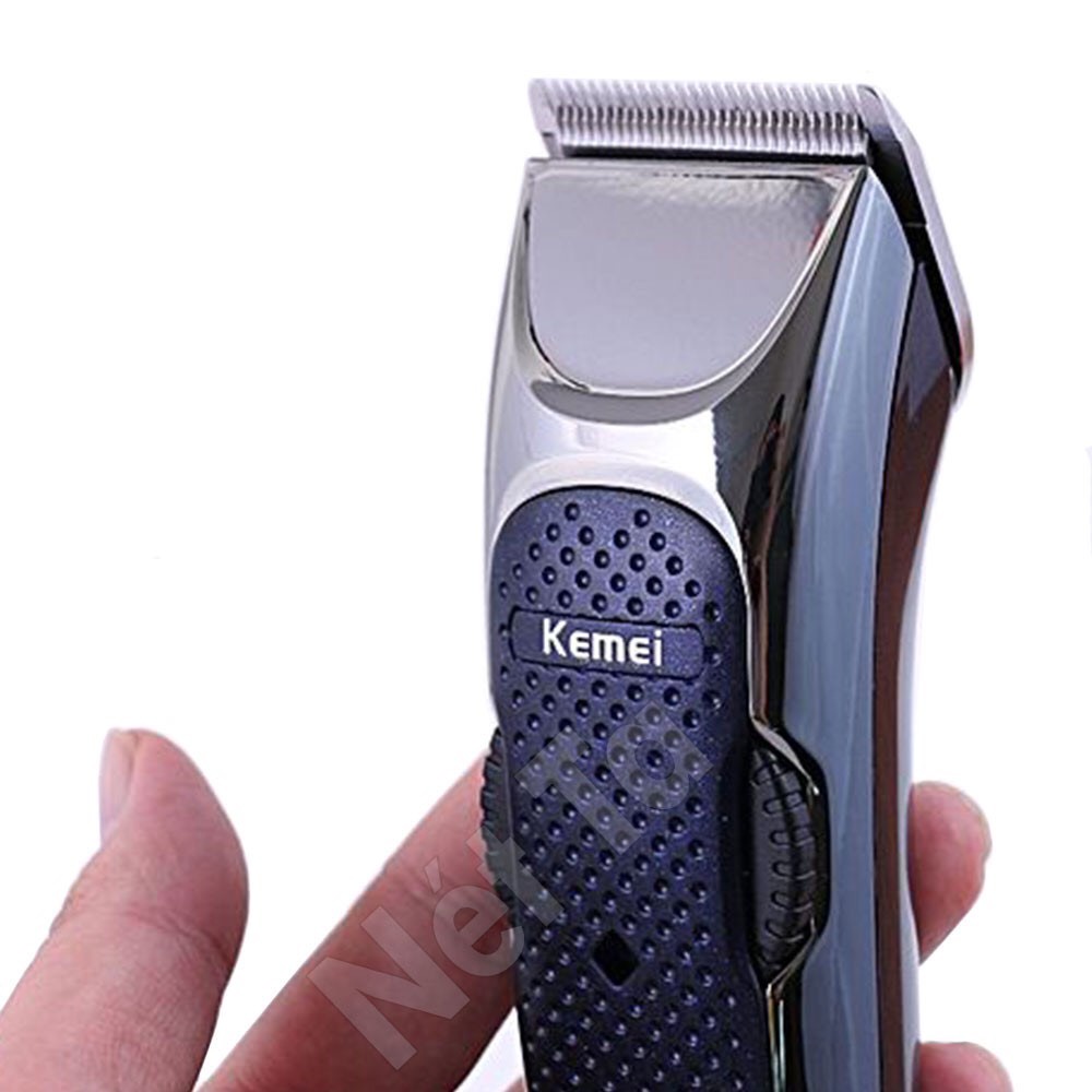 Tông đơ cắt tóc dành cho gia đình và salon kemei KM - 5020 màu xanh phối bạc có thể điều chỉnh lưỡi