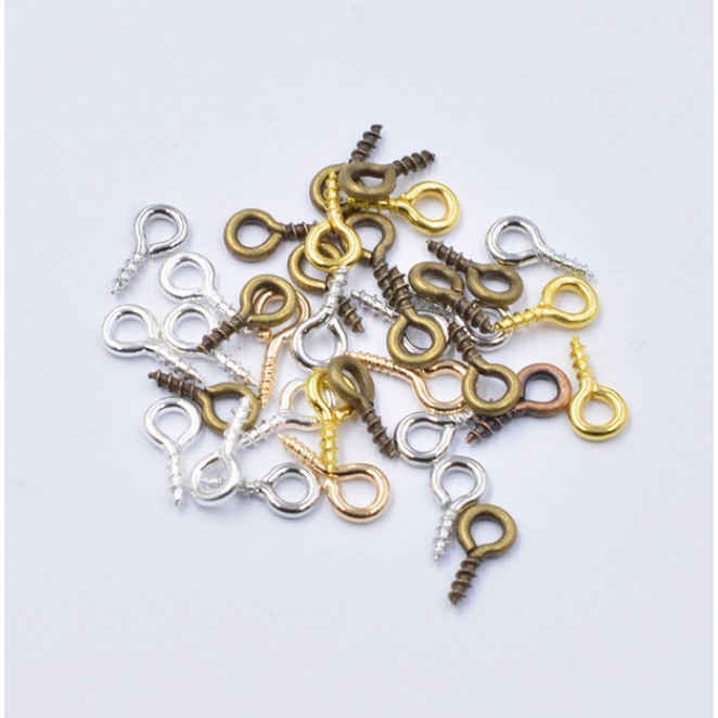 Set 200 móc khóa kẹp mắt nhỏ kích thước 4x8mm/5x10mm dùng làm trang sức thủ công