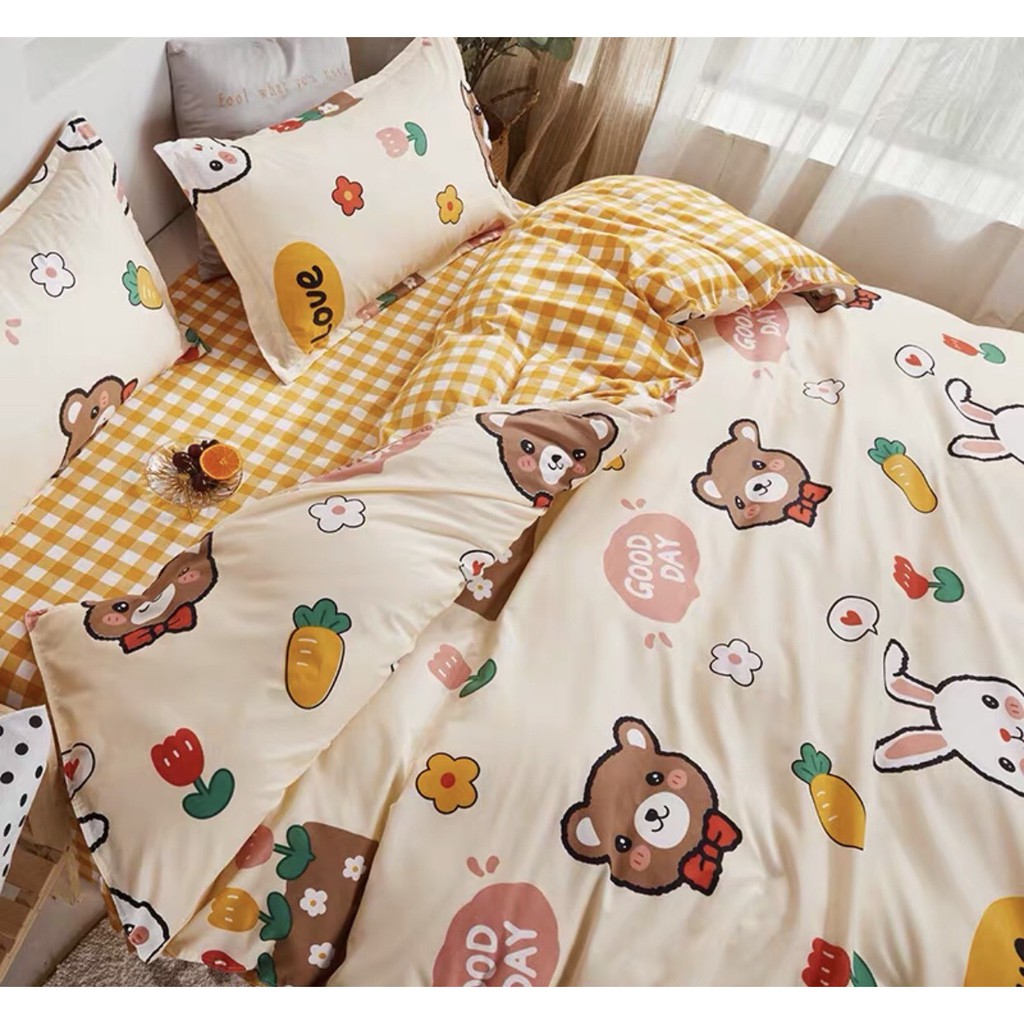 Bộ Chăn Ga Cotton POLY THỎ VÀ GẤUchăn, ga, cotton, ga nệm, chăn ga, cotton poly, chăn nệm, chăn ga gối, bedding️