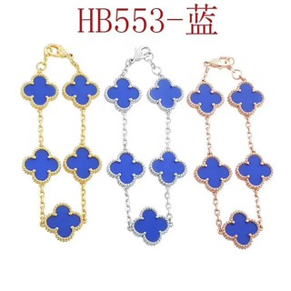 Vòng tay cỏ bốn lá bốn lá mạ bạc 925 màu trắng đen đỏ xanh lá xám xanh dương vàng hồng đơn giản thời trang