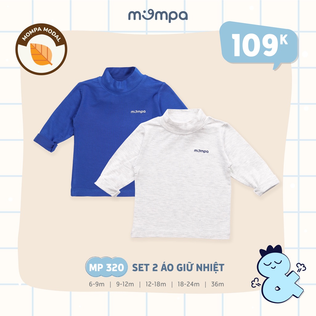 Áo giữ nhiệt cho bé SET 2c Mompa 6 tháng - 4 tuổi vải Modal giữ ấm thu đông co giãn mềm dáng ôm