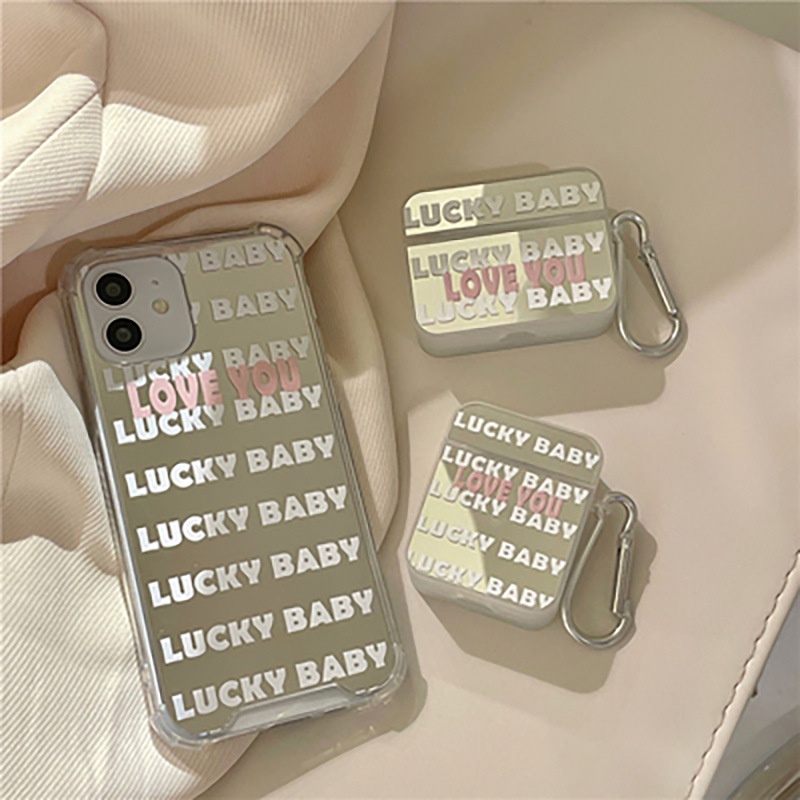Vỏ Bảo Vệ Hộp Sạc Tai Nghe Bluetooth Airpods 1 2 3 Pro Airpods3 In Chữ LUCKY BABY LOVE YOU Dễ Thương Chống Rơi