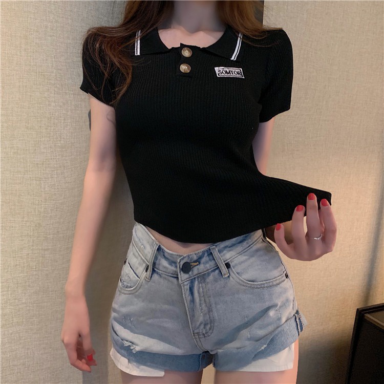 Áo thun ZHELIHANGFEI polo tay ngắn phong cách hong kong thời trang mùa hè hàng mới dành cho bạn nữ
