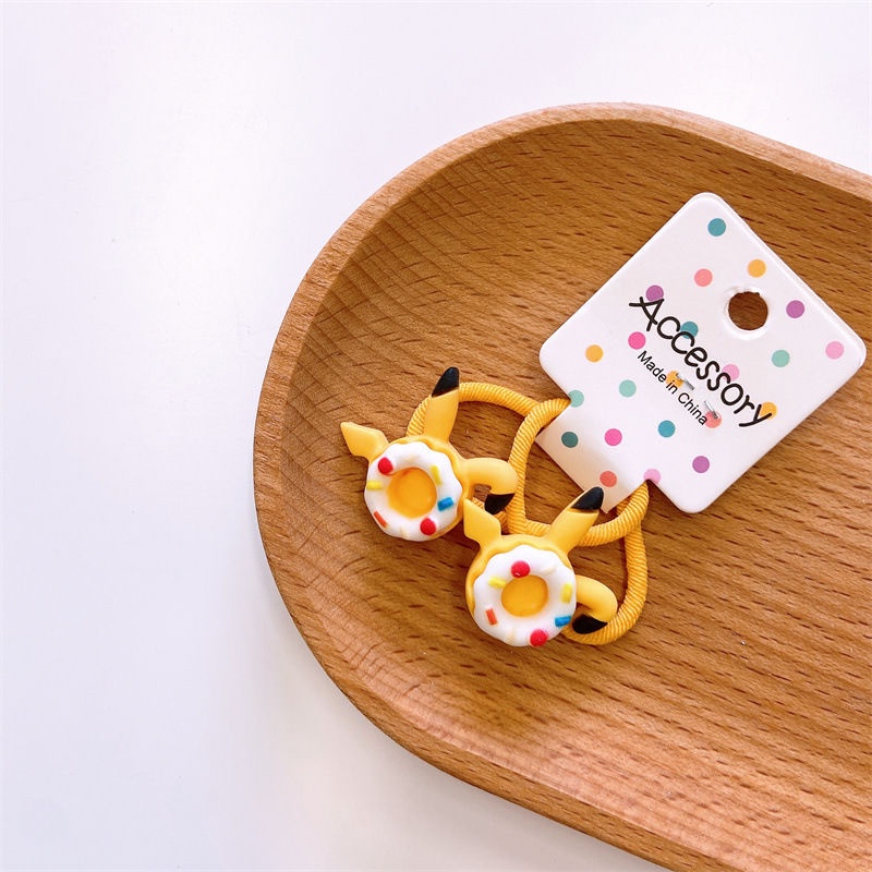 Set 2 dây buộc tóc co giãn hình bánh donut xinh xắn cho bé gái