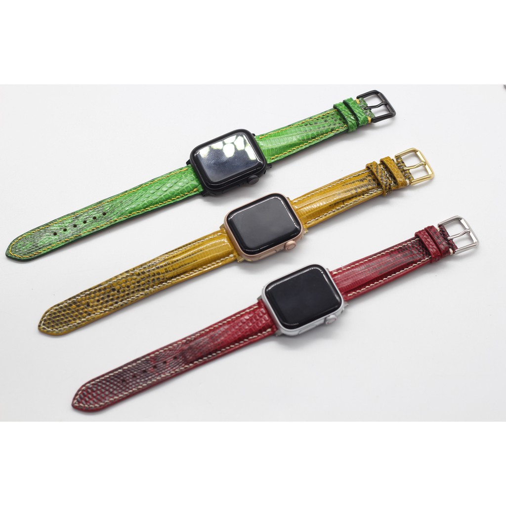 [CAO CẤP] Dây Apple Watch, dây da Kỳ Đà dành cho apple watch size 38/40/42/44 nhiều màu Phối CHỈ TRẮNG, bh 6 tháng