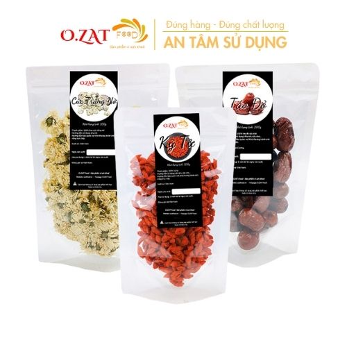 Set trà hoa cúc trắng táo đỏ kỉ tử/kỷ tử loại 1 OZAT Food kỉ tử 100g ( táo đỏ 200g) giúp ngủ ngon hạ nhiệt