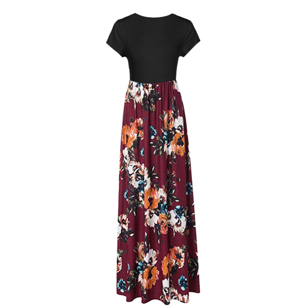 Đầm Maxi Dài Tay Cổ Tròn In Họa Tiết Xinh Xắn Dành Cho Nữ | BigBuy360 - bigbuy360.vn