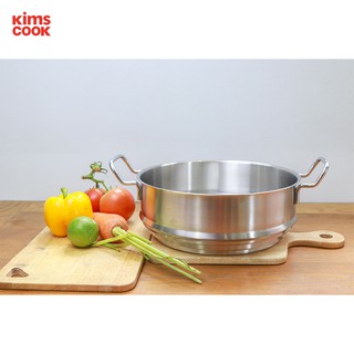 Xửng hấp inox 304 cao cấp KIMS COOK 28cm có thể ráp với nồi size 24cm , 26cm , 28cm