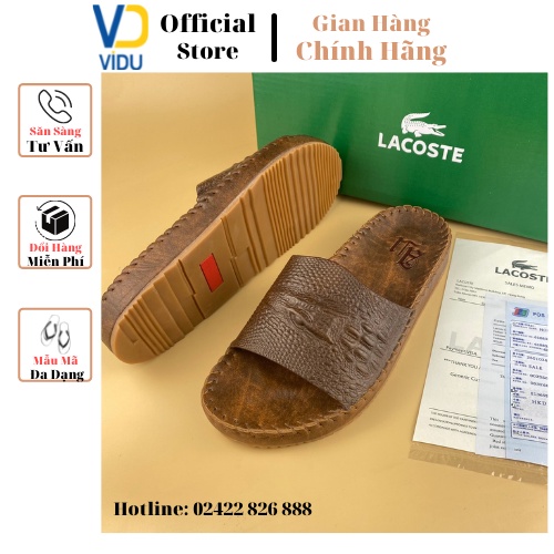 Dép da nam thời trang ViDu 21128 màu nâu chất lượng da bò nguyên tấm đế khâu siêu bên, cực nhẹ