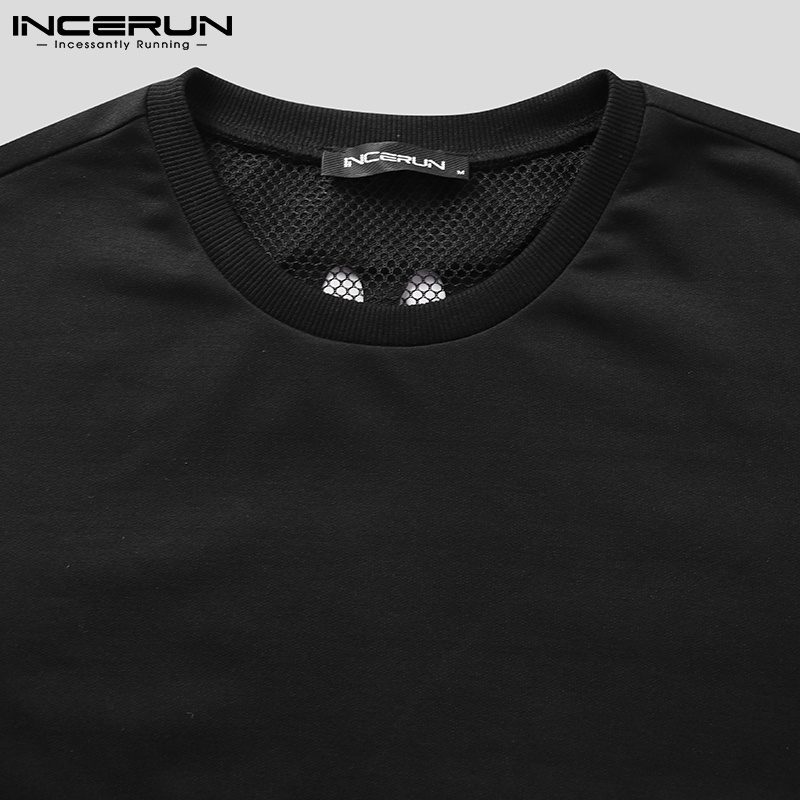 Áo thun INCERUN tay ngắn dáng rộng thoáng khí hợp thời trang dành cho bạn nam