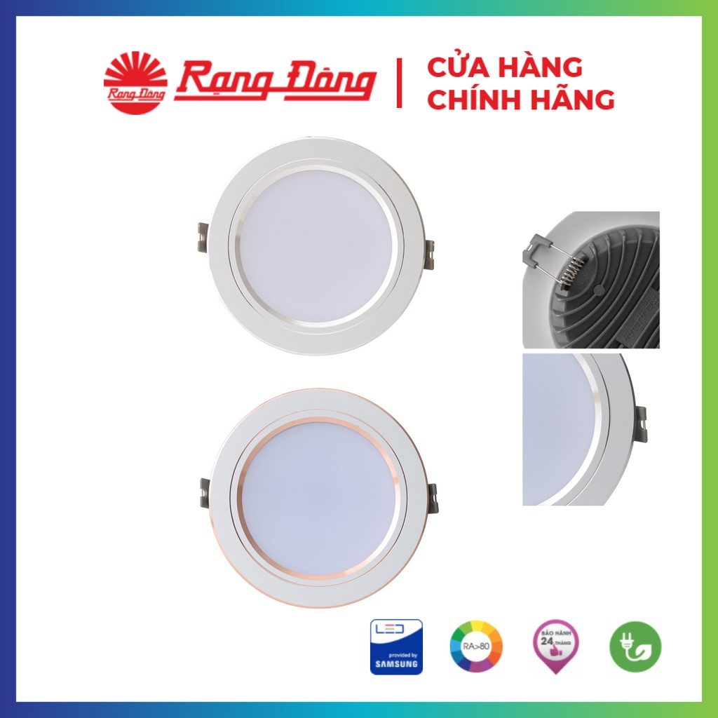 Đèn LED âm trần 7W Rạng Đông, siêu sáng, tiết kiệm điện, khoét lỗ 90mm, vỏ nhôm đúc, AT10L 90/7W