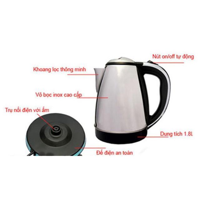 Ấm Siêu Tốc Inox Media chính hãng 1.8L