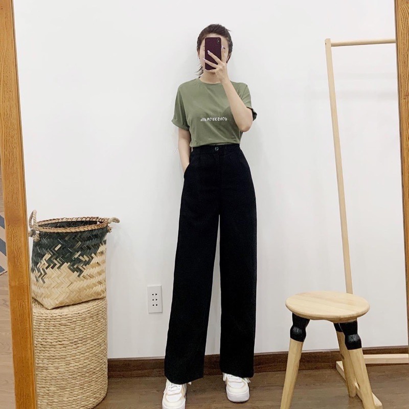 Quần tây ống suông lưng cao