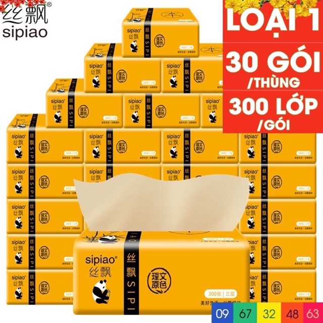 Giấy ăn gấu trúc sipiao loại 1 giấy dai thùng 30 gói