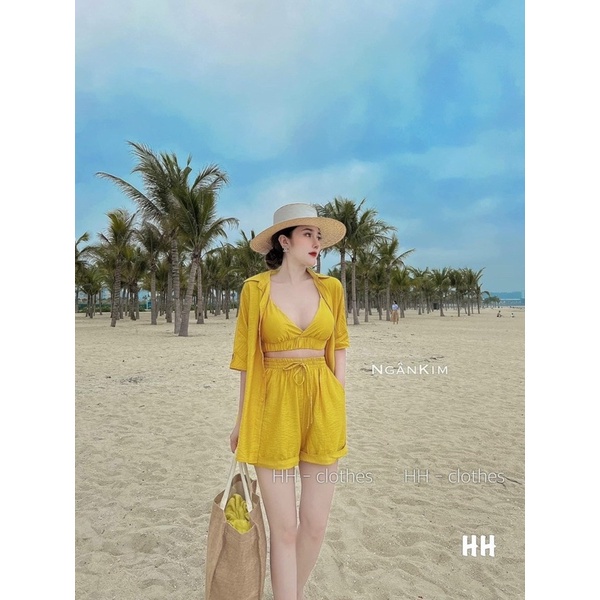 Set đũi vàng đi biển 3 món sexy Clara Siêu Xinh