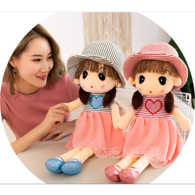 [ Có VIDEO Ảnh Thật ]Búp Bê Nhồi Bông Mũ Kẻ Dễ Thương