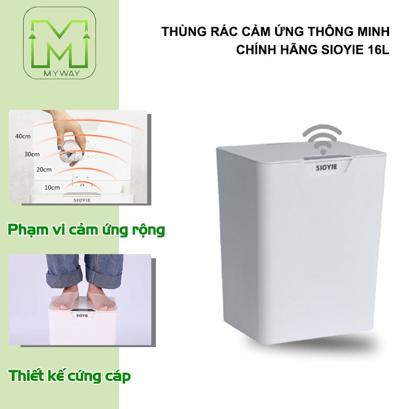 Thùng rác cảm ứng có nắp đóng mở tự động - Thùng rác thông minh,Thiết kế cảm ứng hồng ngoại, dung tích 16L