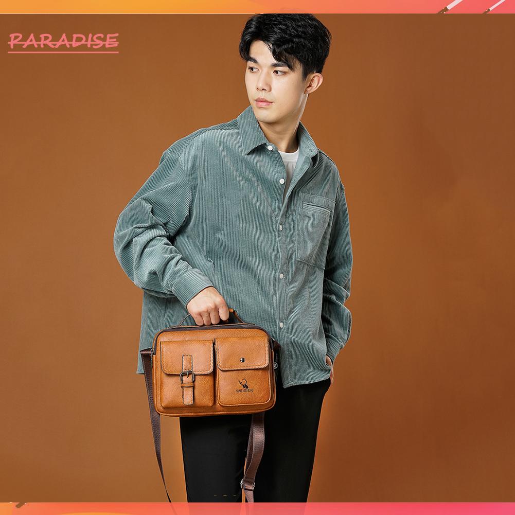 Túi Xách Da PU Nhiều Ngăn Phong Cách Vintage Cho Nam