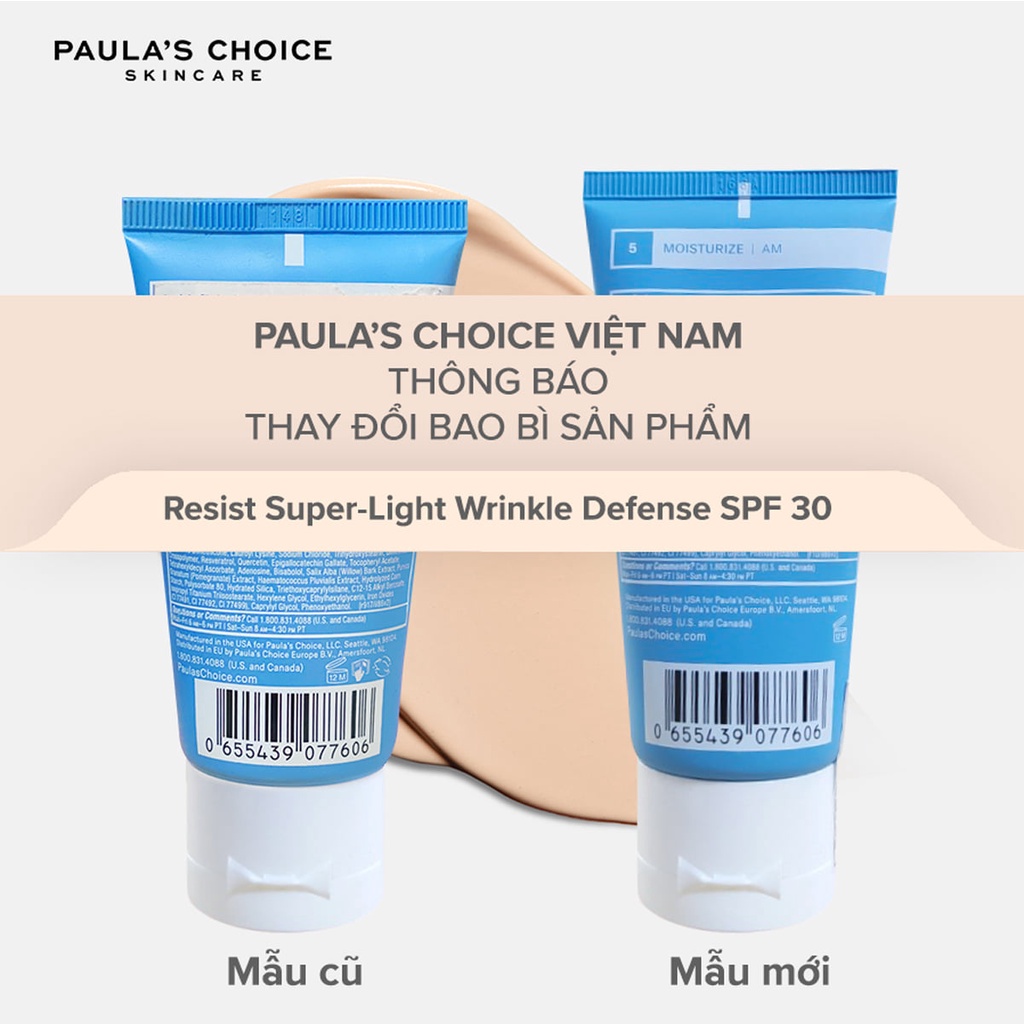 [PAULA'S CHOICE] Kem Chống Nắng Vật Lý Cho Da Dầu Lão Hóa Resist Super - Light Daily Wrinkle Defence 60ml (Mã 7760)