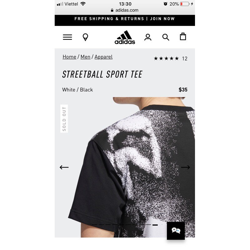 [CHÍNH HÃNG] Thanh lý Áo phông Adidas Streetball Sport Tee