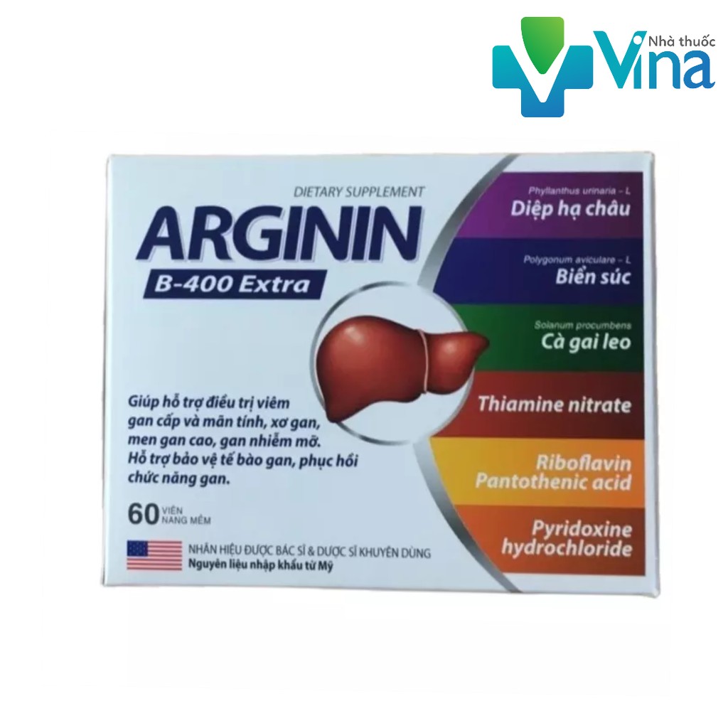 ARGININ B-400 EXTRA - Mát gan, bảo vệ và phục hồi chức năng gan do rượu bia thuốc lá