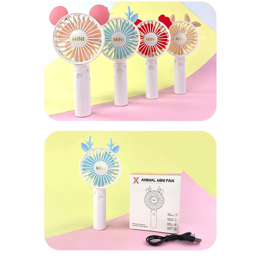 Quạt mini cầm tay tích điện hình đáng yêu siêu bền