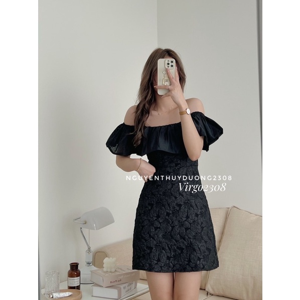 [HÀNG SẴN]VÁY GẤM TACTA TRỄ VAI VOAN TƠ”MISS DRESS” TIỂU THƯ