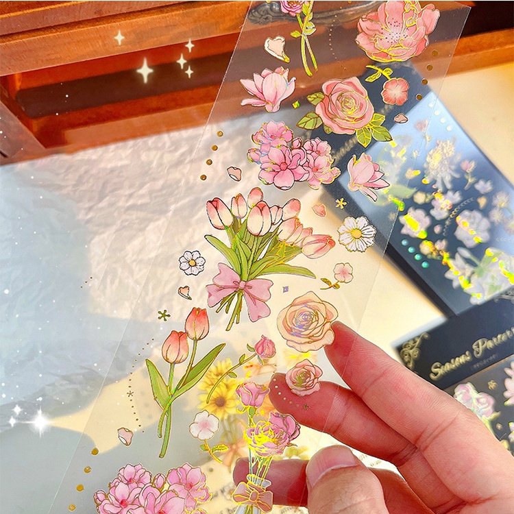 1 Sticker Dán Tường Hình Khu Vườn Bốn Mùa Dùng Trang Trí Sổ Tay