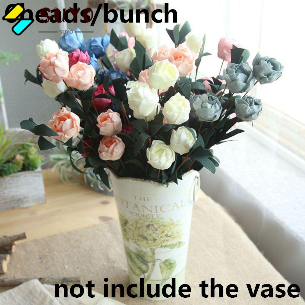 Bộ 6 bông hoa giả màu đơn xinh xắn thiết kế cho cô dâu/trang trí nhà cửa