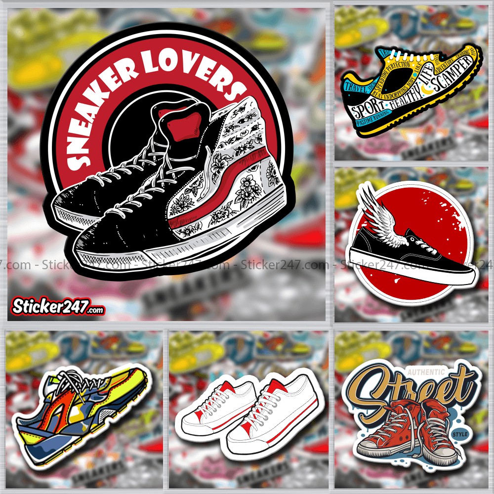 Sticker Giày Sneakers, giày thể thao 𝑭𝒓𝒆𝒆𝒔𝒉𝒊𝒑 chống nước sticker dán laptop, điện thoại, đàn, mũ bảo hiểm, vali - SNE03
