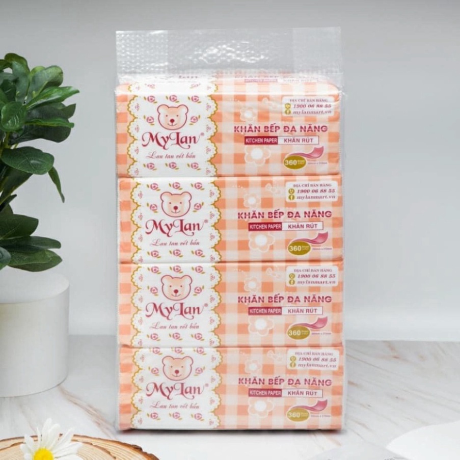 Khăn giấy rút lau bếp đa năng Mylan( 360 Tờ/ Gói ), hàng VN chất lượng