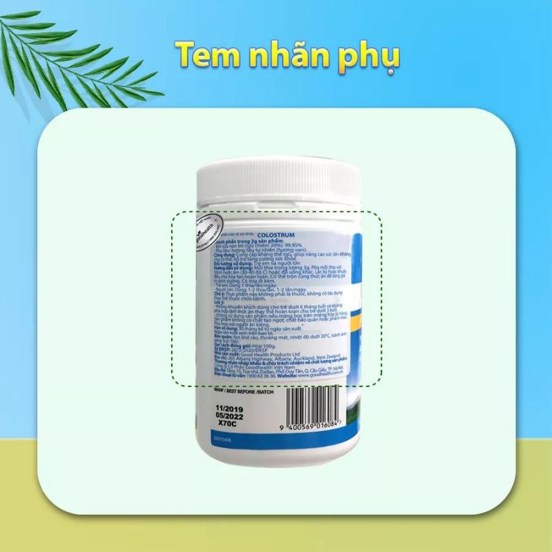 Sữa non Goodhealth Colostrum nguyên chất 100% chính hãng New Zealand (100g)