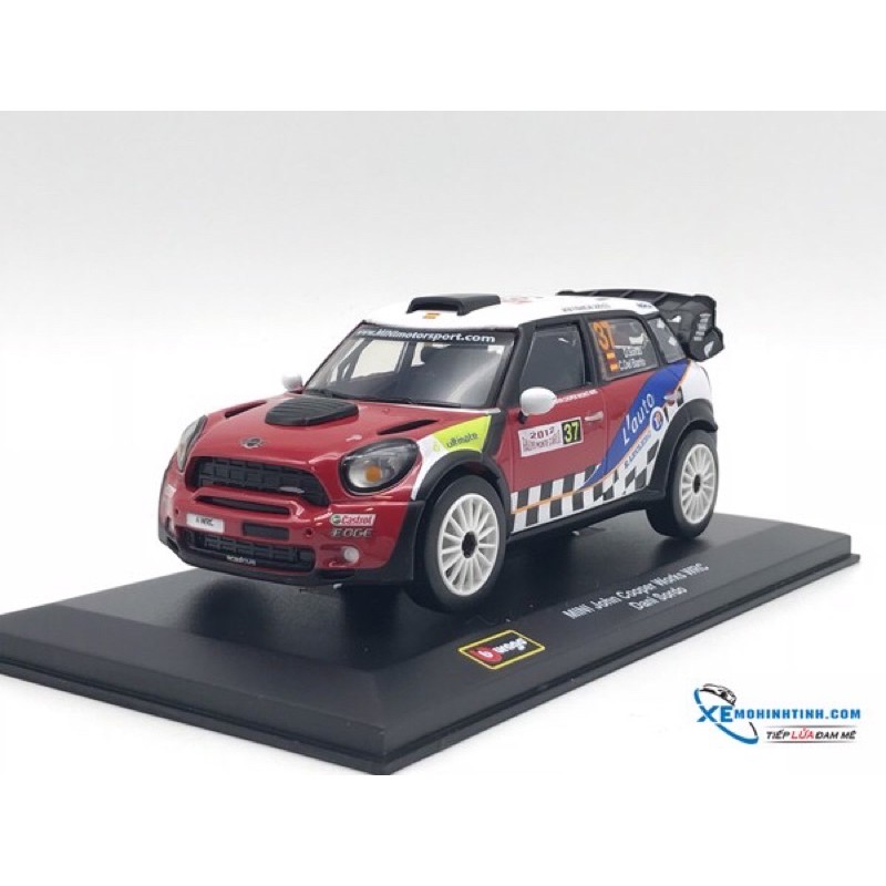 Xe Mô hình Mini John Cooper Works WRC #37  Bburago 1:32 (Đỏ)