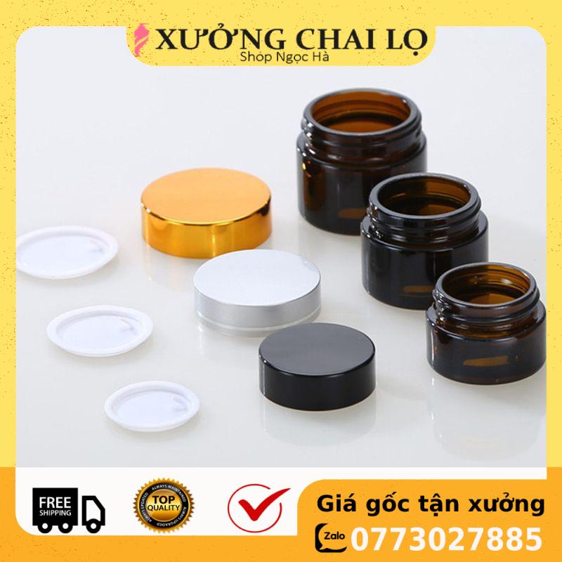 Hũ Chiết Mỹ Phẩm ❤ GIÁ RẺ NHẤT ❤ Hủ Đựng Kem Face Thủy Tinh Nâu 5g,10g,15g,20g,30g,50g , phụ kiện du lịch