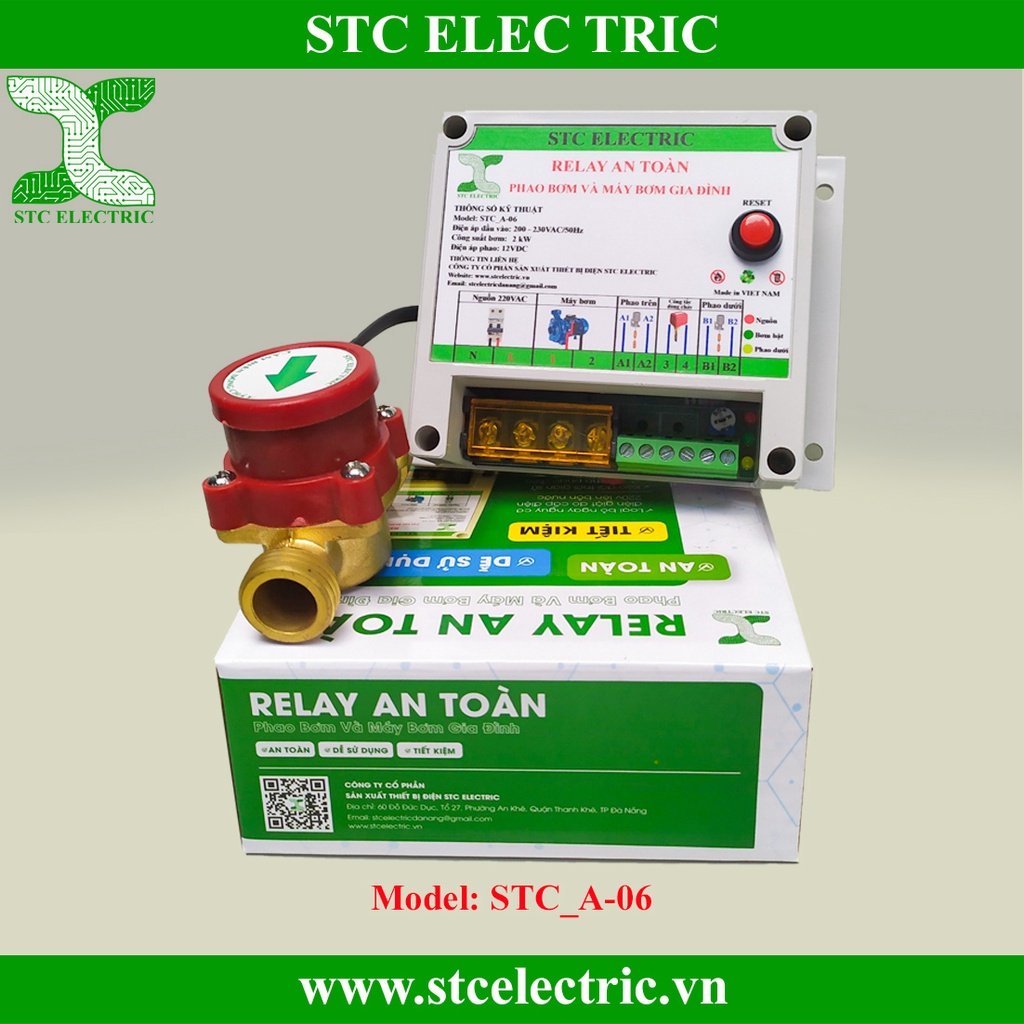 Rơ le an toàn phao điện, phát hiện mất nước chống cháy máy bơm STC_A06 CHÍNH HÃNG STC ELECTRIC