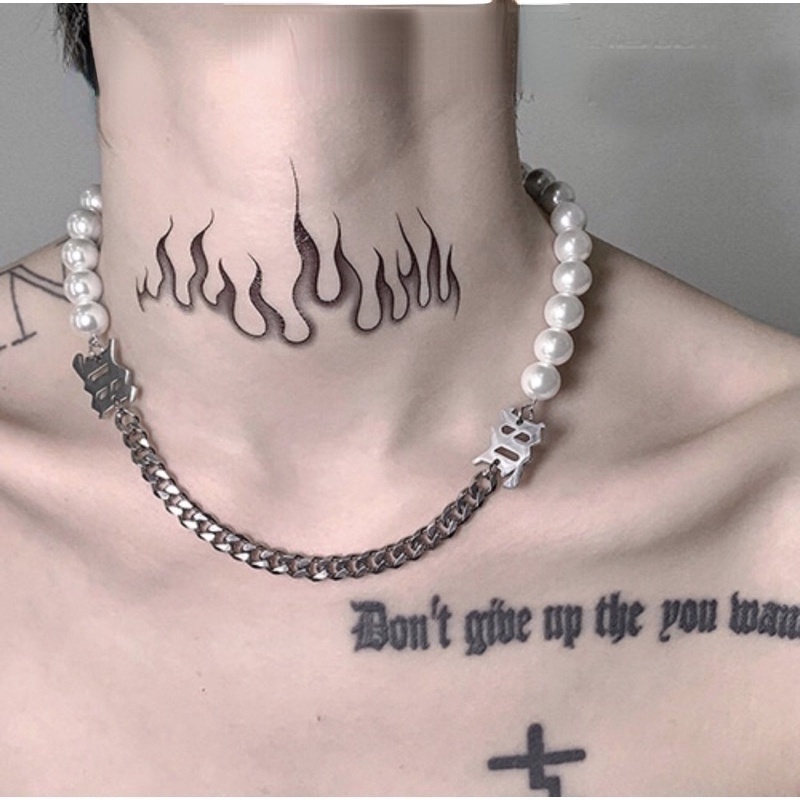 Vòng cổ Đính Ngọc Trai Nhân Tạo Phong Cách Hiphop Cho Nam Nữ