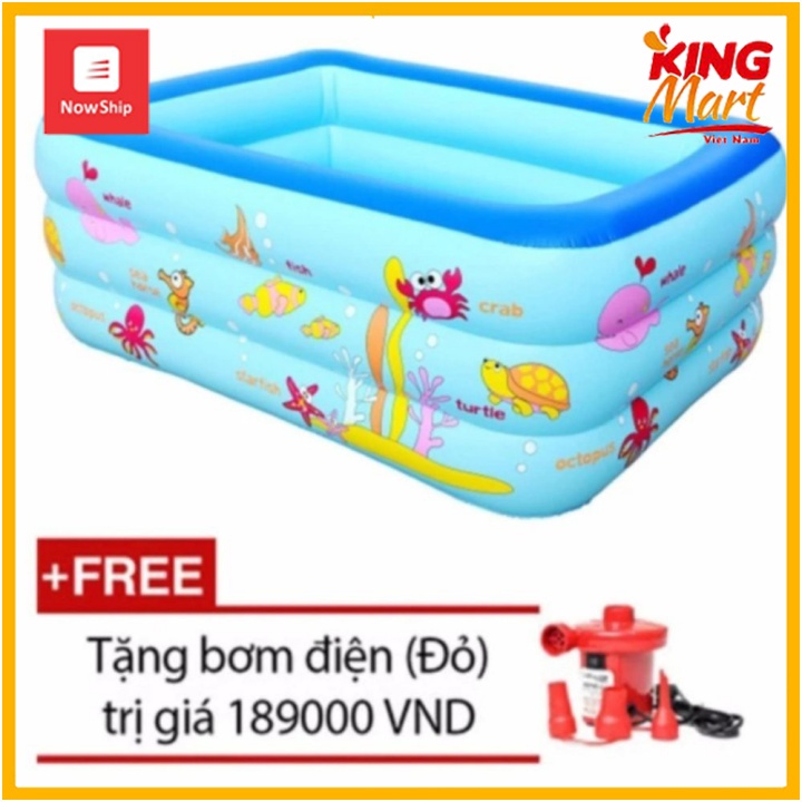 [FREESHIP] Bể bơi phao 3 tầng 1m3 TẶNG BƠM ĐIỆN (130x85x55)(Kingmart68)
