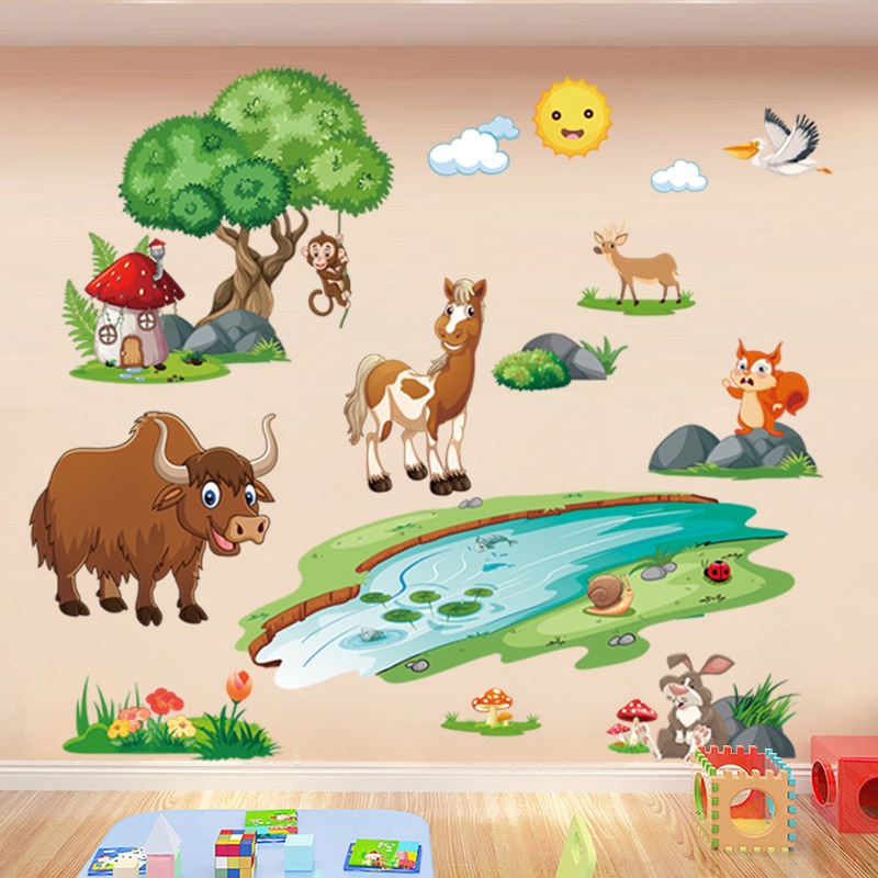 🌿🌿Tranh decal dán tường VOI ĐO CHIỀU CAO siêu đáng yêu - Decal dán tường cho bé🌿🌿