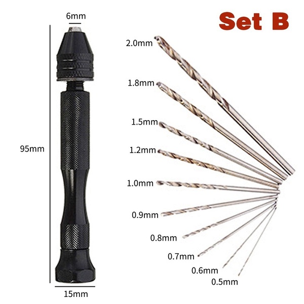 Máy Khoan Cầm Tay Mini Kèm 10 Mũi Khoan Xoắn Bằng Hợp Kim Thép Hợp Kim