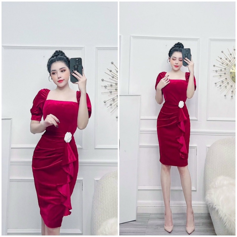 Đầm body nhung siêu xinh TRIPBLE T DRESS - MS7Y - Free size