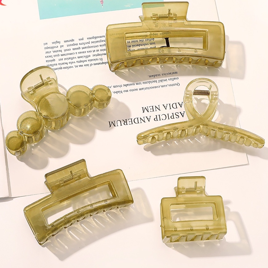 Kẹp tóc/ kẹp càng cua tone màu xanh lá mạ phong cách Hàn Quốc thanh lịch