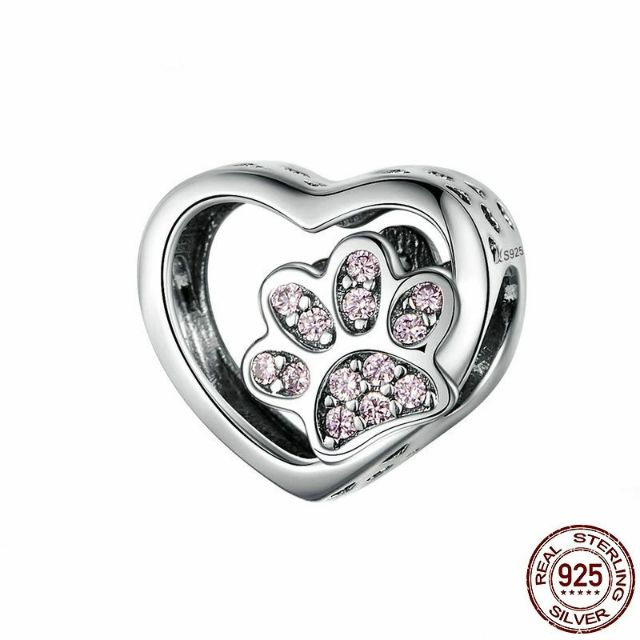 CHARM BÀN CHÂN MÈO bạc S925