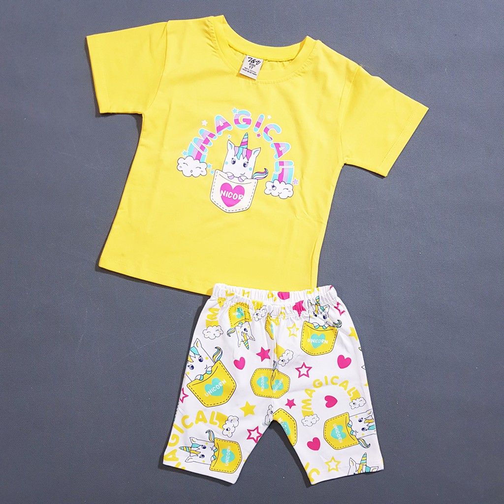 Bộ áo thun cotton from rộng quan legging ôm bé gái in ngựa pony