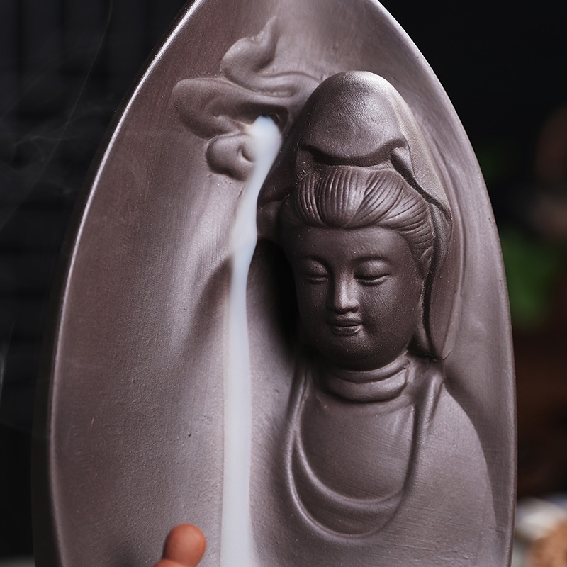 Thác Khói Xông Trầm Hương Phong Thủy Tượng Phật Bà Quan Thế Âm