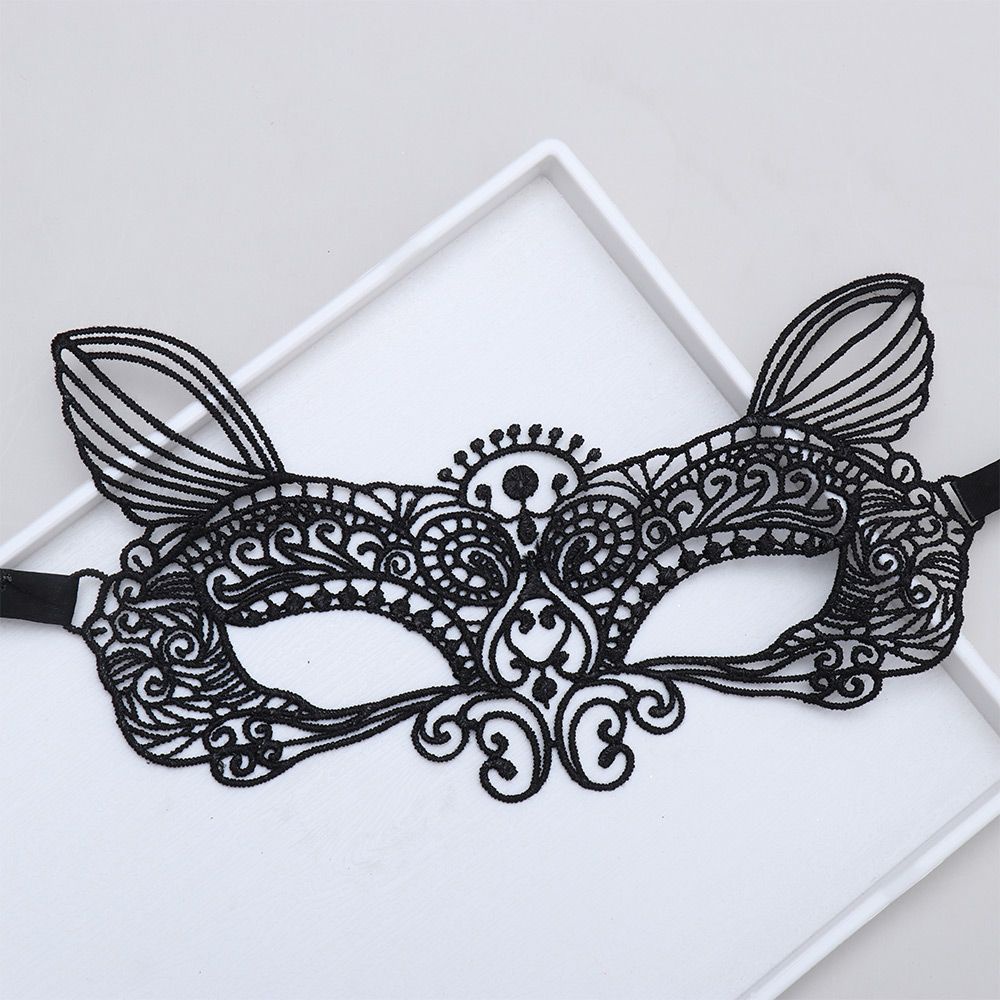 CONOPERY Bịt mắt ren che nửa mặt màu đen phong cách gothic hóa trang halloween dành cho nữ